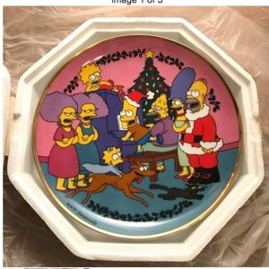 Vintage Simpsons Plate w/Wood Stand- NEW in box